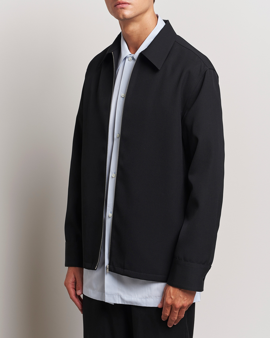 Herre | Shirt Jackets | Jil Sander | Wool Gabardine Zip Shirt Black