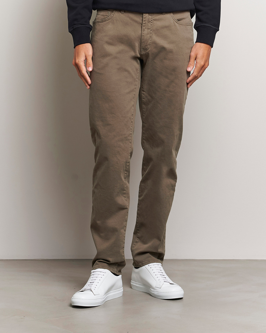 Herre | Tøj | Brax | Cadiz Cotton Satin 5-Pocket Pants Khaki