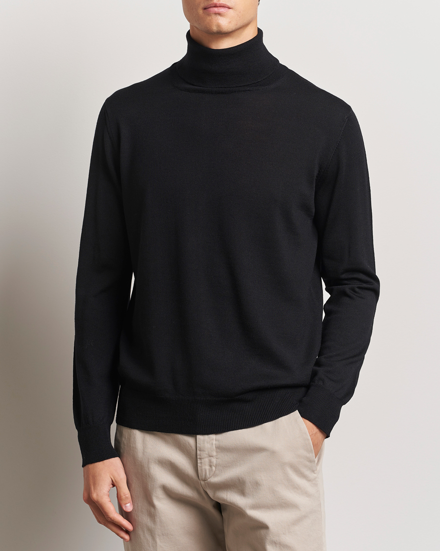 Herre |  | Morgano | Extra Fine Merino Wool Rollneck Black