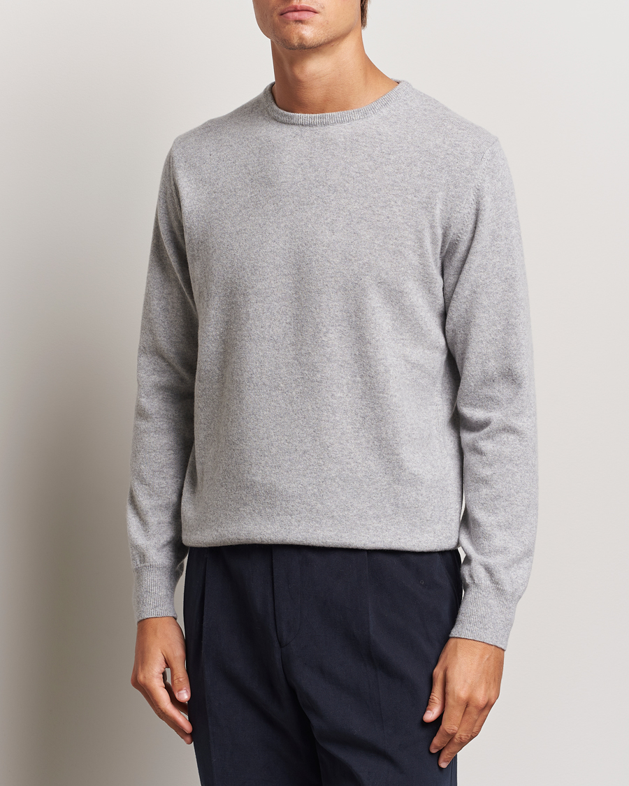 Herre | Pullovers med rund hals | Morgano | Wool/Cashmere Crewneck Mid Grey