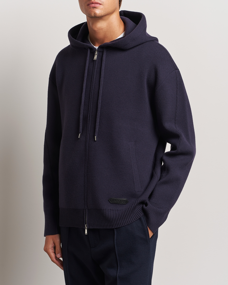 Herre | Full-zip | Lanvin | Merino Full Zip Hoodie Japanese Ink