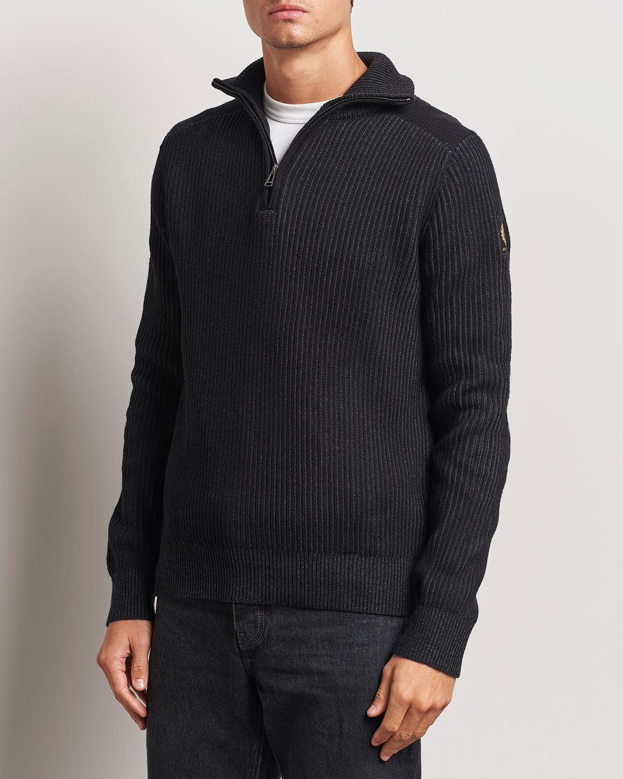 Herre |  | Belstaff | Stanley Cotton/Wool Quarter Zip Black