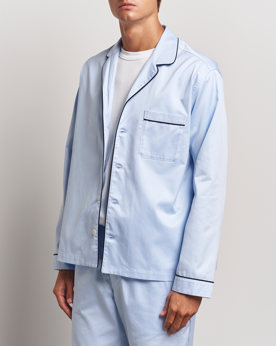 Herre | Pyjamastrøjer | Tekla | Sateen Pyjama Shirt Bellhop Blue