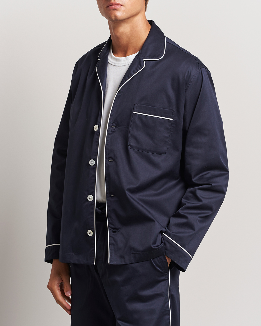 Herre | Nattøj | Tekla | Sateen Pyjama Shirt Chelsea Navy