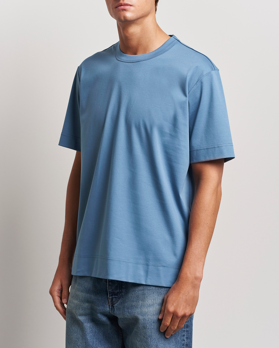 Herre |  | NN07 | Pedro Mercerized Crew Neck T-Shirt Blue Jasper
