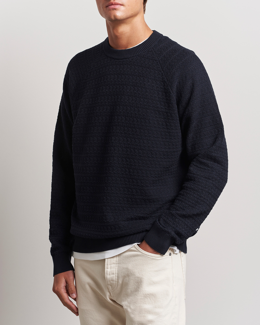 Herre |  | NN07 | Collin Structured Knitted Sweater Navy Blue