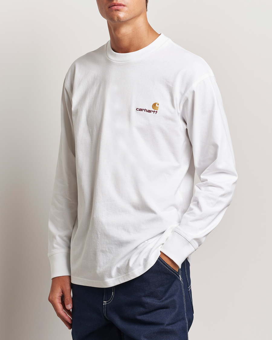 Herre | Langærmede t-shirts | Carhartt WIP | American Script Long Sleeve T-Shirt White