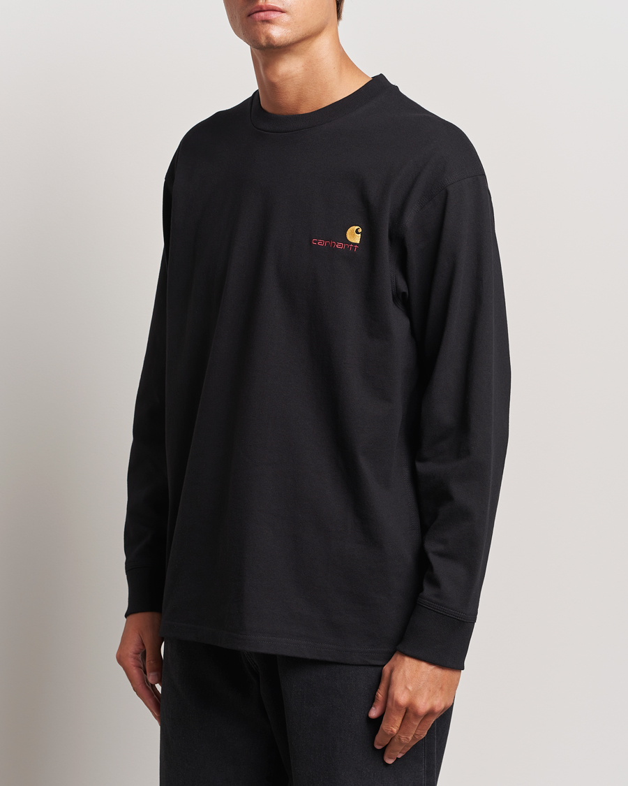 Herre | Langærmede t-shirts | Carhartt WIP | American Script Long Sleeve T-Shirt Black