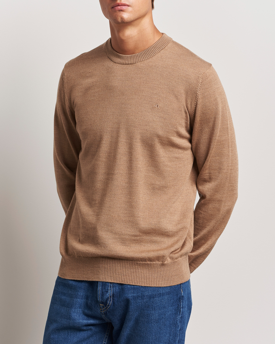 Herre |  | J.Lindeberg | Keane Merino Crew Neck Sweater Tiger Brown