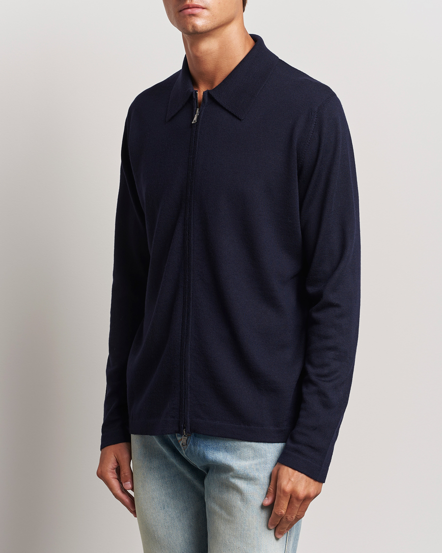 Herre |  | J.Lindeberg | Kaleb Merino Zip Cardigan Navy