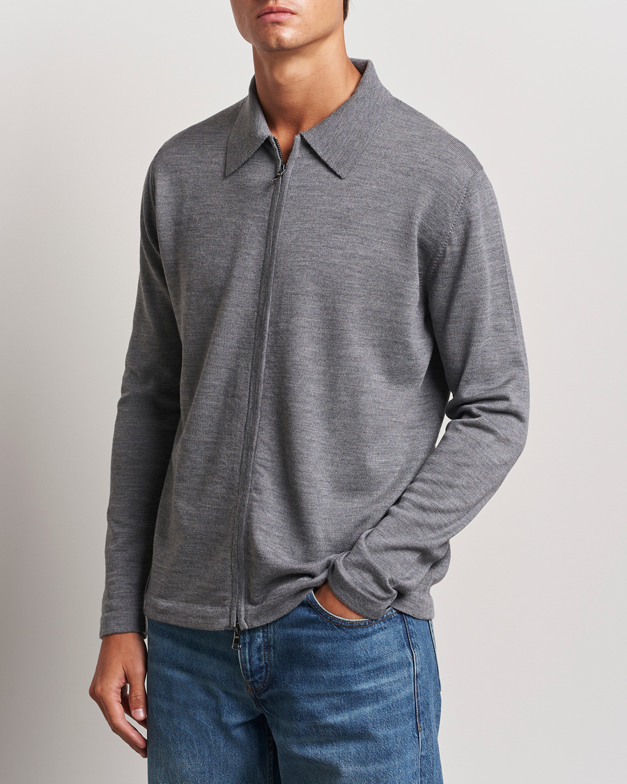 Herre |  | J.Lindeberg | Kaleb Merino Zip Cardigan Mid Grey Melange