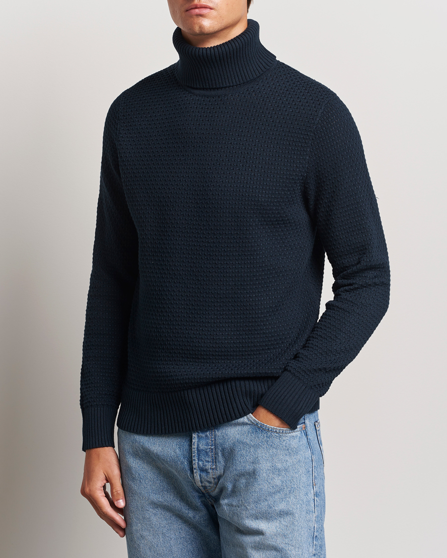 Herre |  | J.Lindeberg | Olivero Structure Cotton Turtleneck Navy