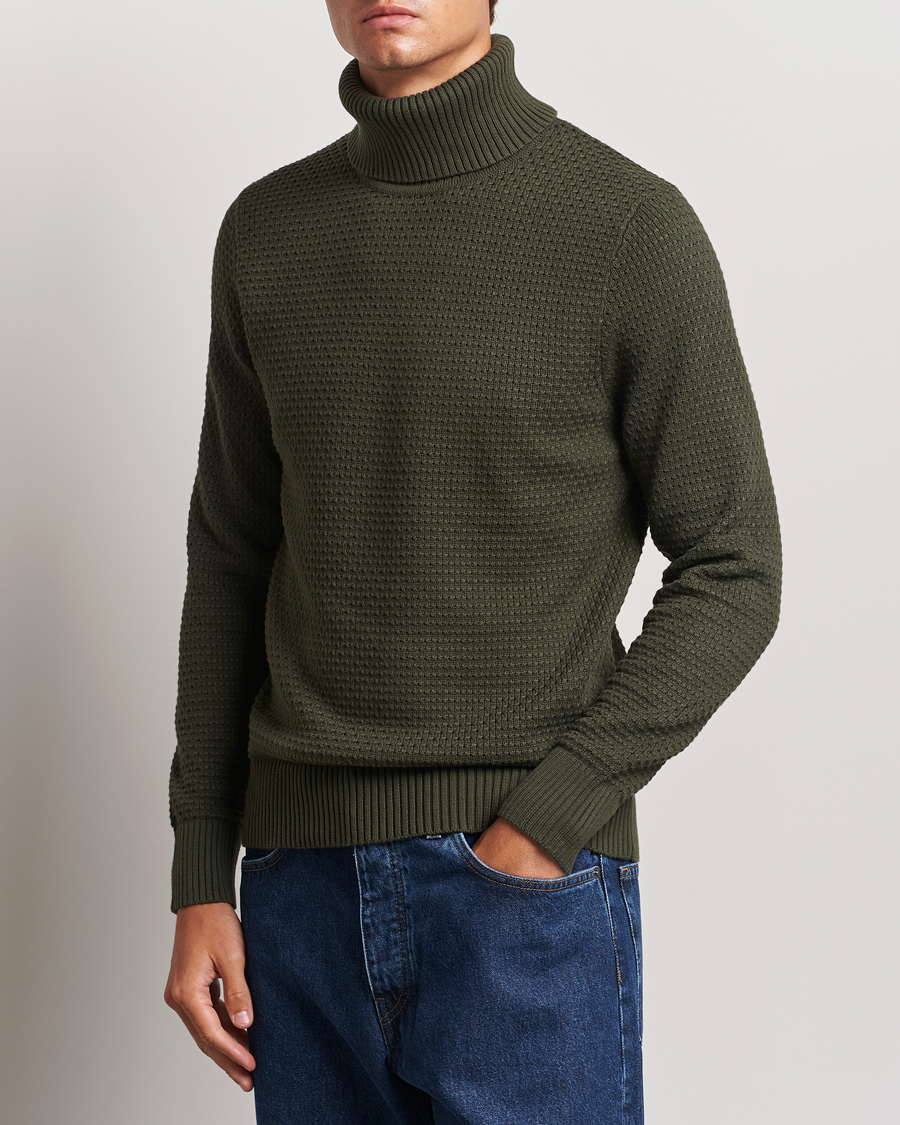 Herre |  | J.Lindeberg | Olivero Structure Cotton Turtleneck Forest Green