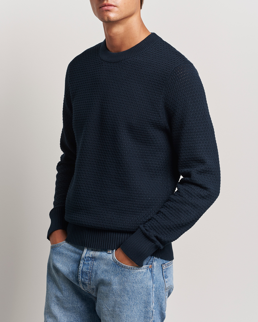 Herre |  | J.Lindeberg | Oliver Structure Cotton Sweater Navy