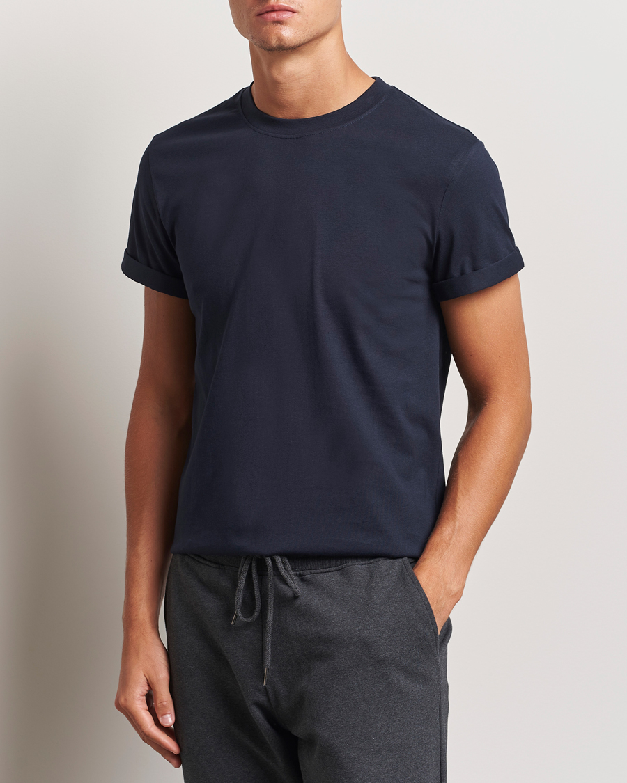 Herre |  | Bread & Boxers | Roll-Up Crew Neck T-Shirt Dark Navy