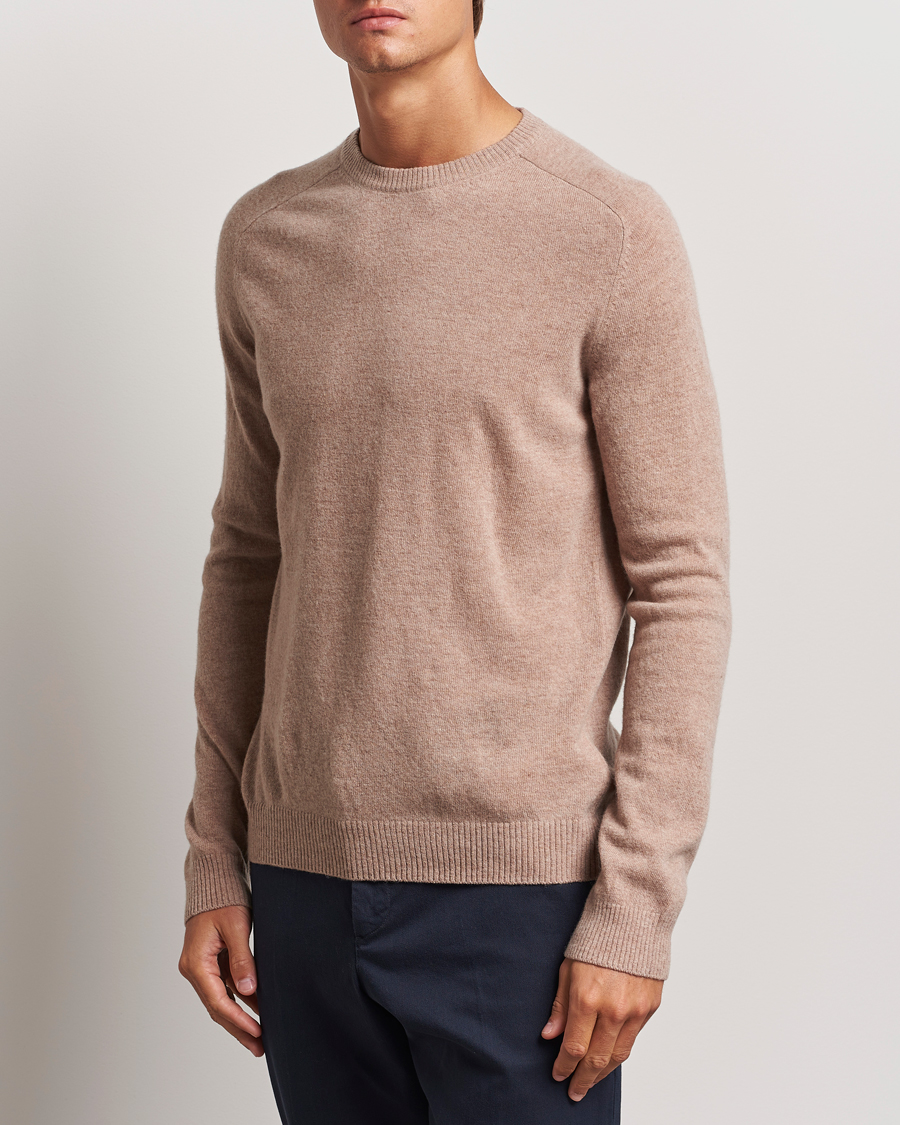 Herre | Strikkede trøjer | KnowledgeCotton Apparel | Lambswool Roundneck Beige