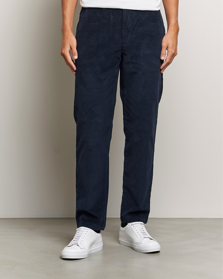 Herre | Fløjlsbukser | KnowledgeCotton Apparel | Chuck Regular Cord Trousers Navy