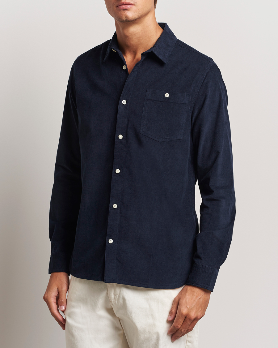 Herre | Casual | KnowledgeCotton Apparel | Regular Fit Corduroy Shirt Navy