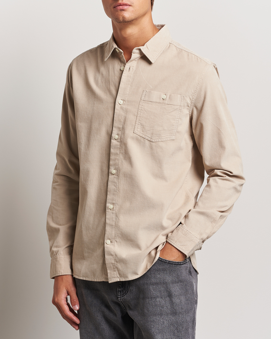 Herre | Fløjlsskjorter | KnowledgeCotton Apparel | Regular Fit Corduroy Shirt Beige