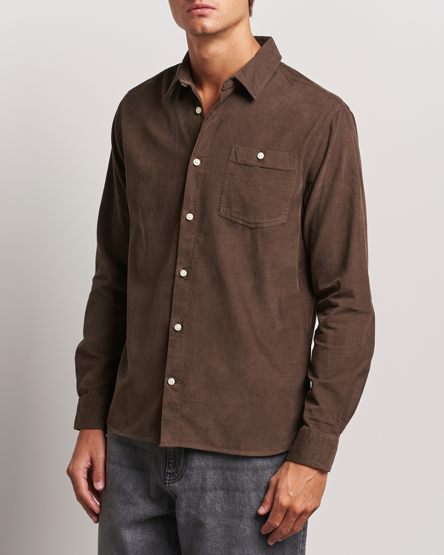 Herre | Casual | KnowledgeCotton Apparel | Regular Fit Corduroy Shirt Brown