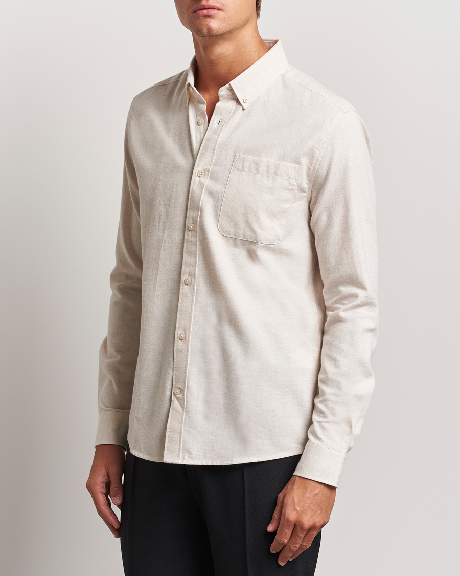 Herre |  | KnowledgeCotton Apparel | Regular Fit Melange Flannel Shirt Beige