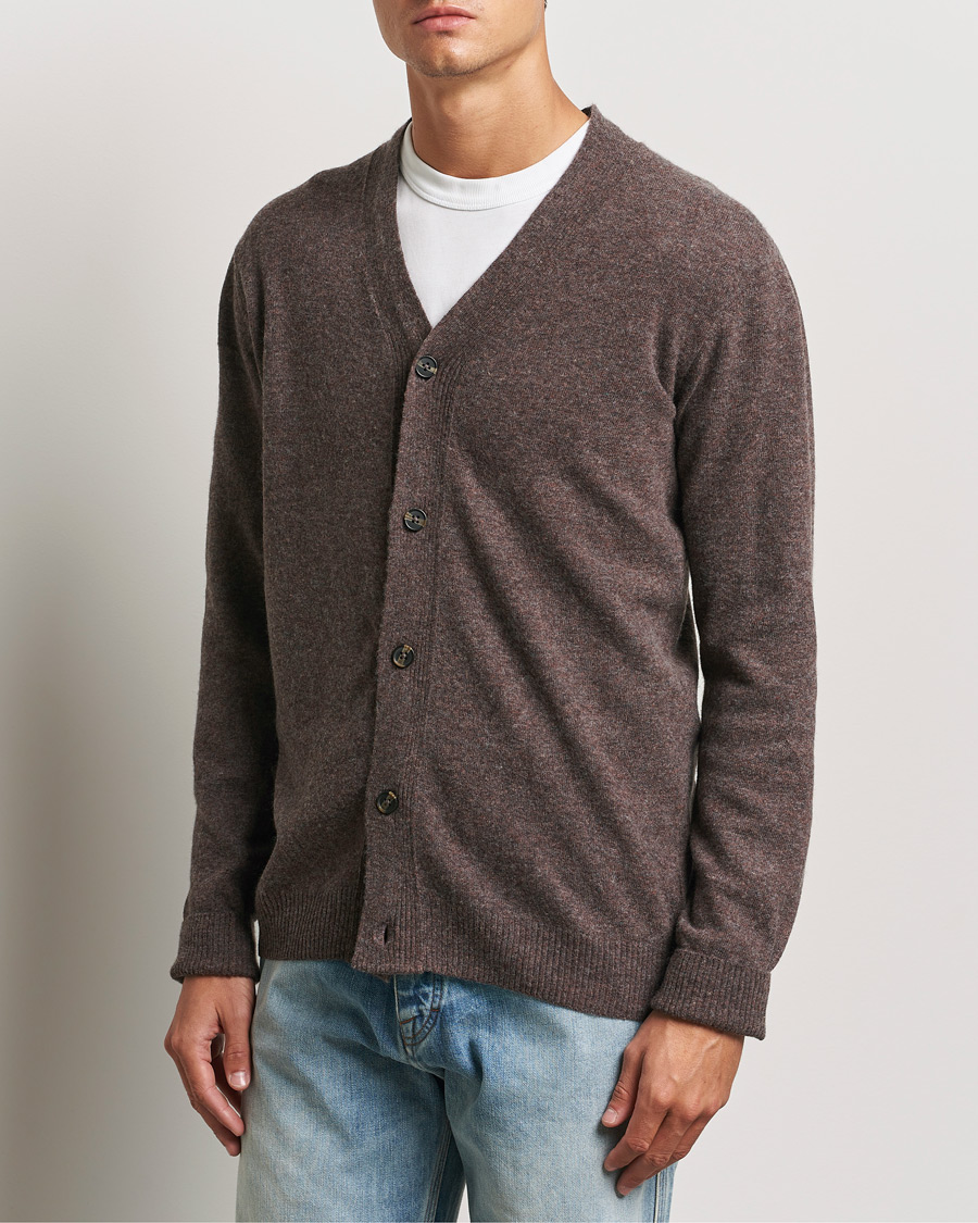 Herre | Nye varemærker | KnowledgeCotton Apparel | Lambswool Cardigan Brown