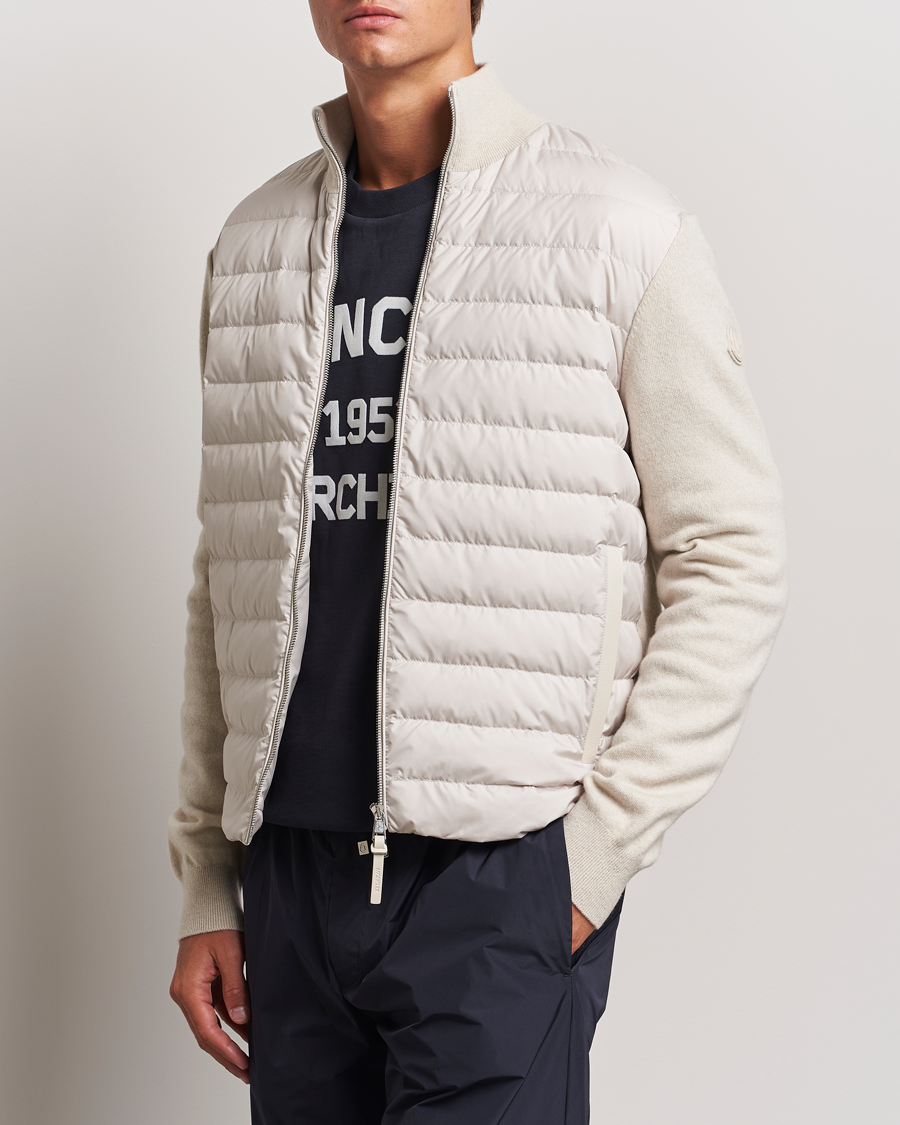 Herre |  | Moncler | Full Zip Padded Cardigan Off White