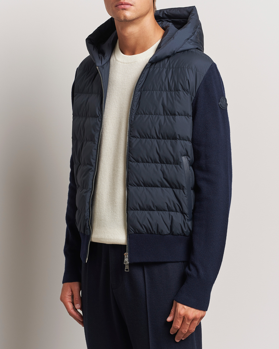 Herre |  | Moncler | Full Zip Padded Hoodie Dark Blue