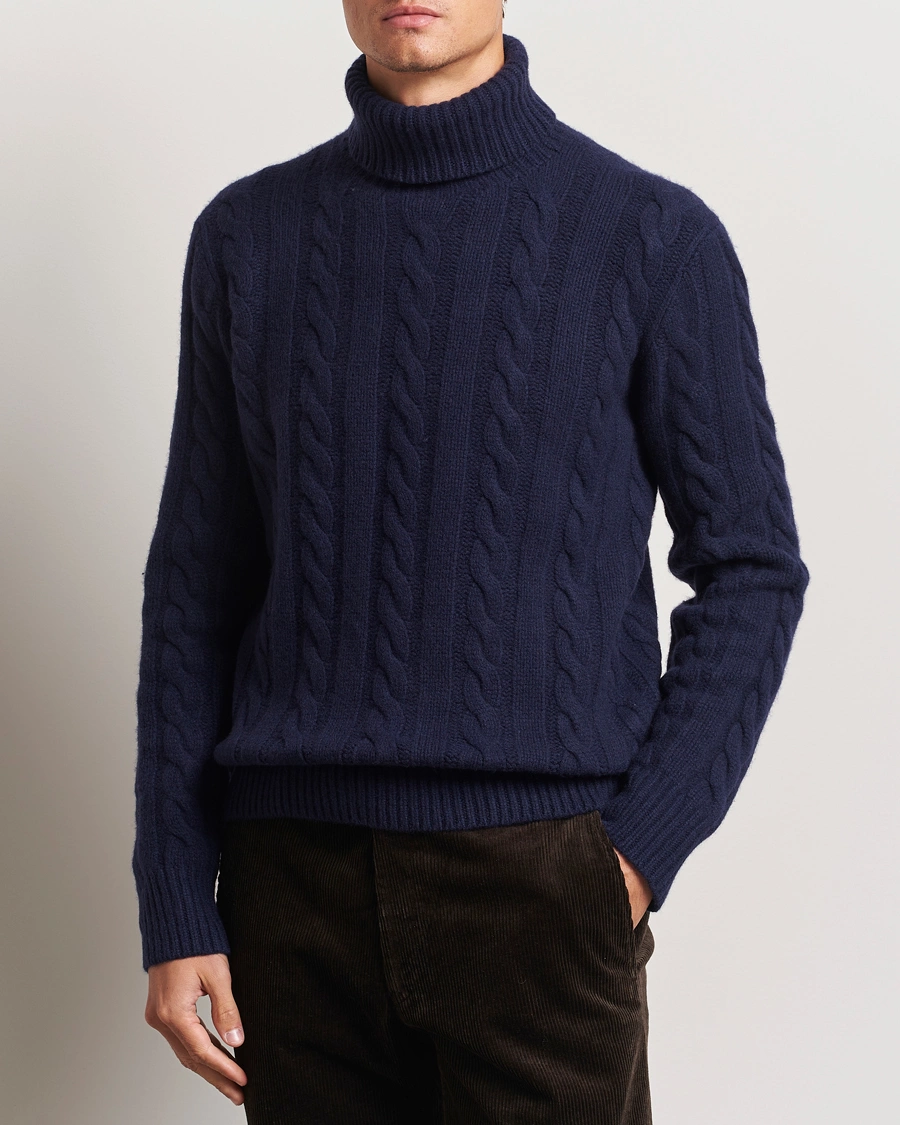 Herre |  | Polo Ralph Lauren | Wool/Cashmere Cable Rollneck Hunter Navy