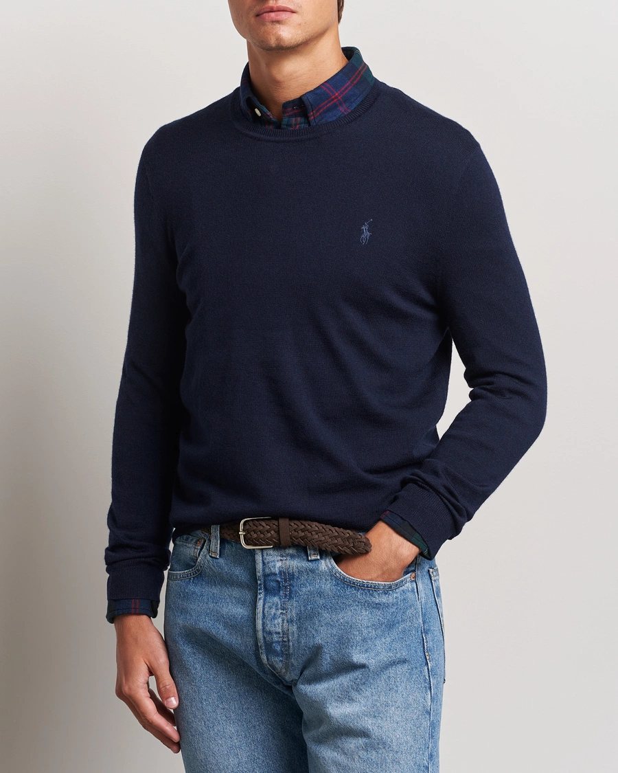 Herre |  | Polo Ralph Lauren | Merino Crew Neck Pullover Hunter Navy