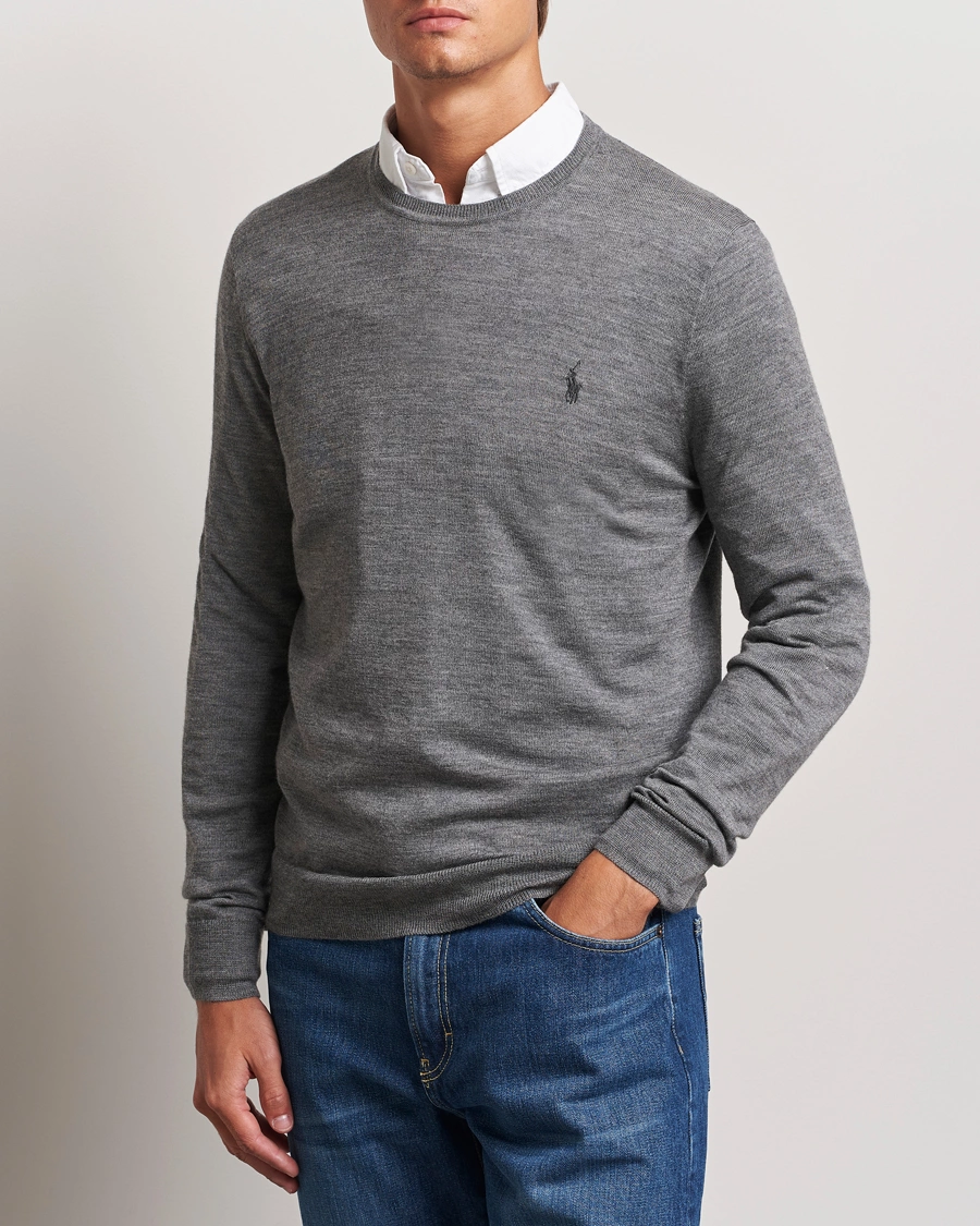 Herre |  | Polo Ralph Lauren | Merino Crew Neck Pullover Fawn Grey Heather