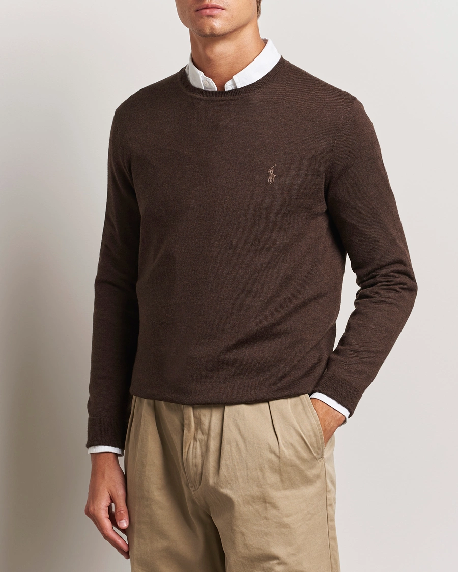 Herre |  | Polo Ralph Lauren | Merino Crew Neck Pullover Cacao Brown Heather