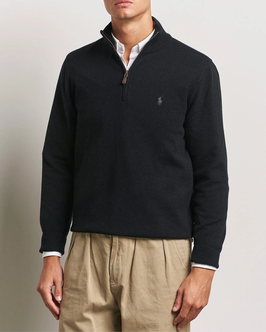 Herre |  | Polo Ralph Lauren | Merino Half-Zip Sweater Polo Black