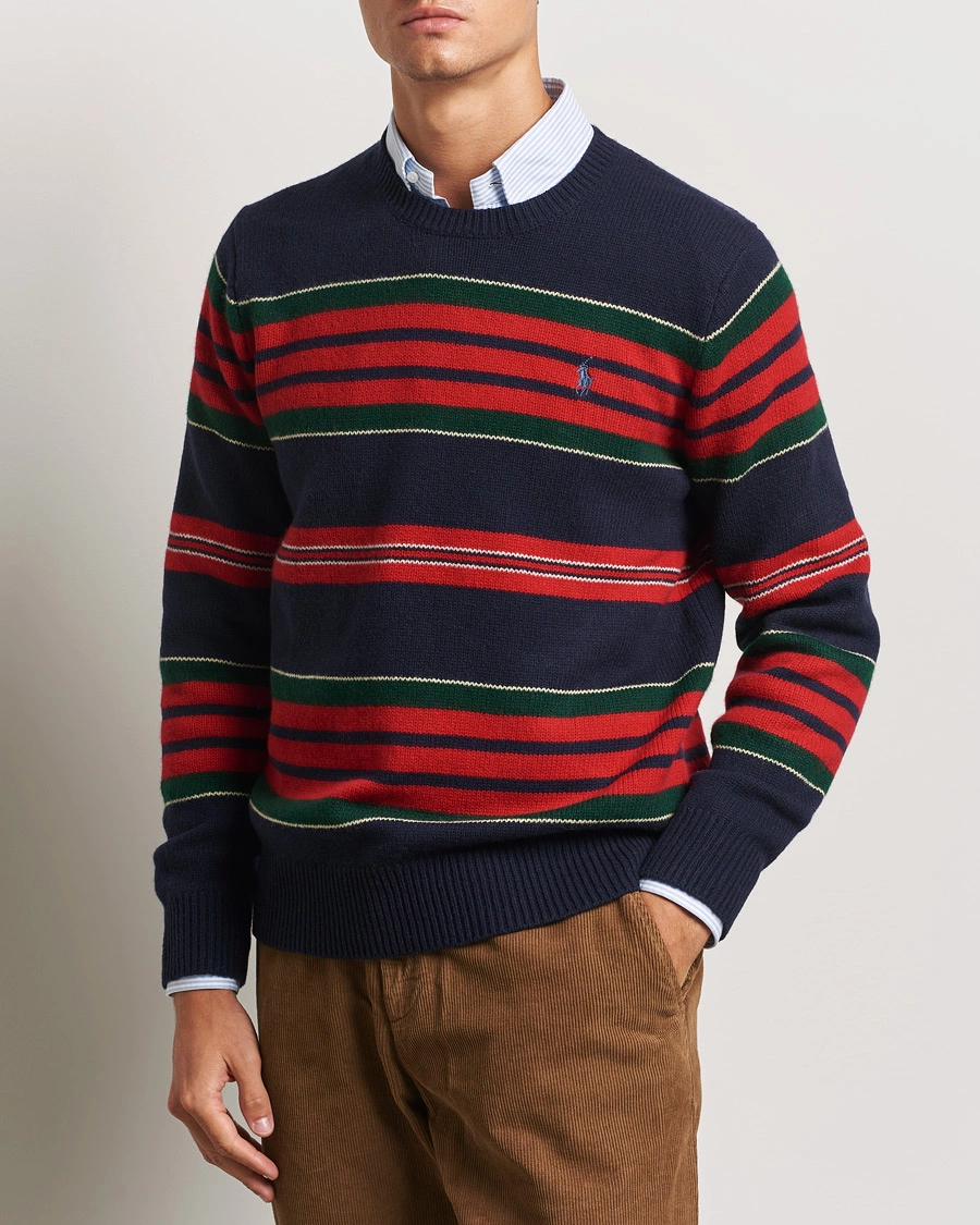 Herre |  | Polo Ralph Lauren | Wool/Cashmere Striped Sweater Hunter Navy Combo