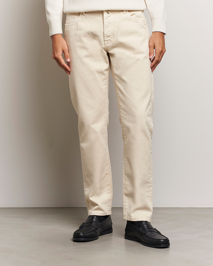 Herre | Italian Department | Incotex | 5-Pocket Bull Denim Pants Off White