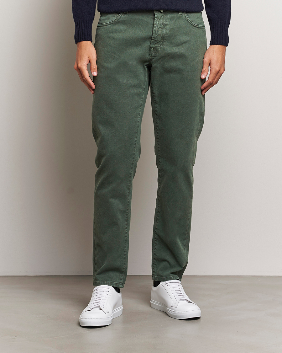 Herre | Italian Department | Incotex | 5-Pocket Bull Denim Pants Dark Green