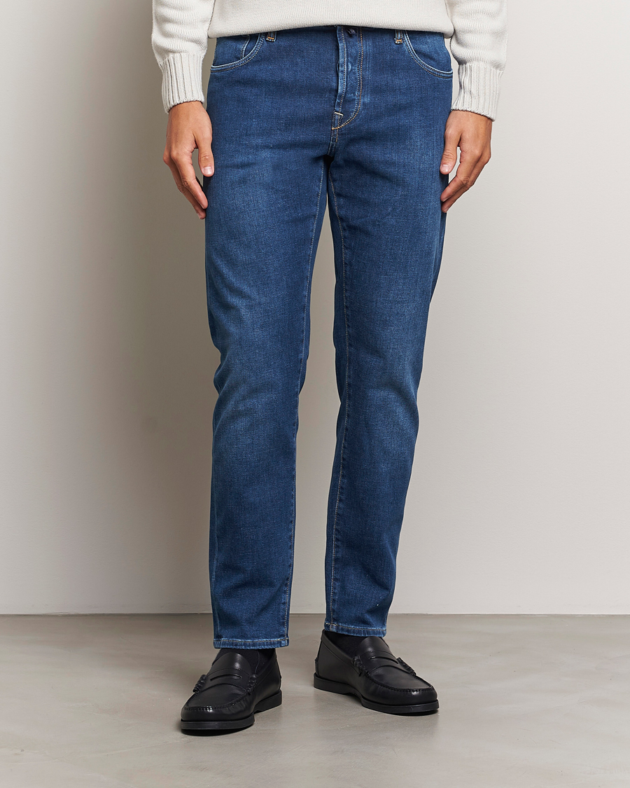 Herre | Blå jeans | Incotex | 5-Pocket Stretch Denim Medium Blue