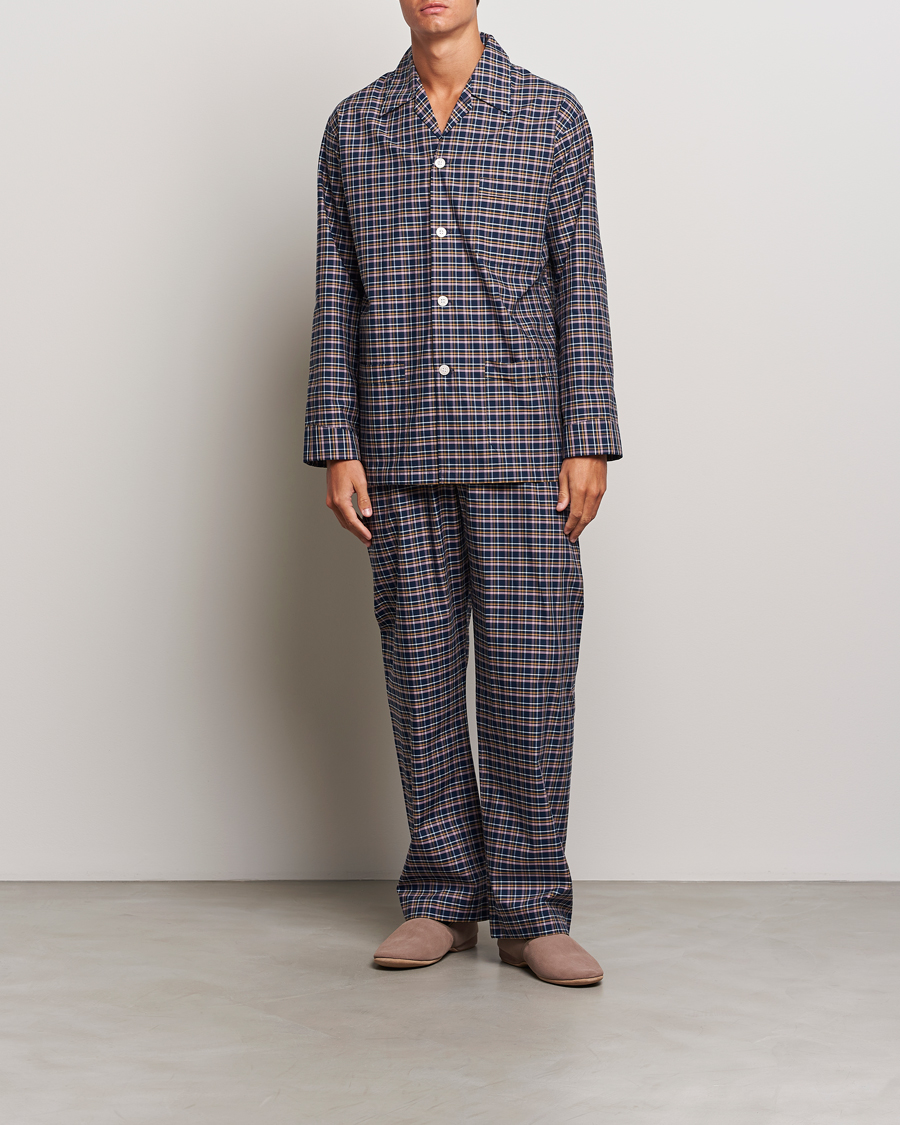 Herre |  | Derek Rose | Cotton Checked Pyjama Set Navy