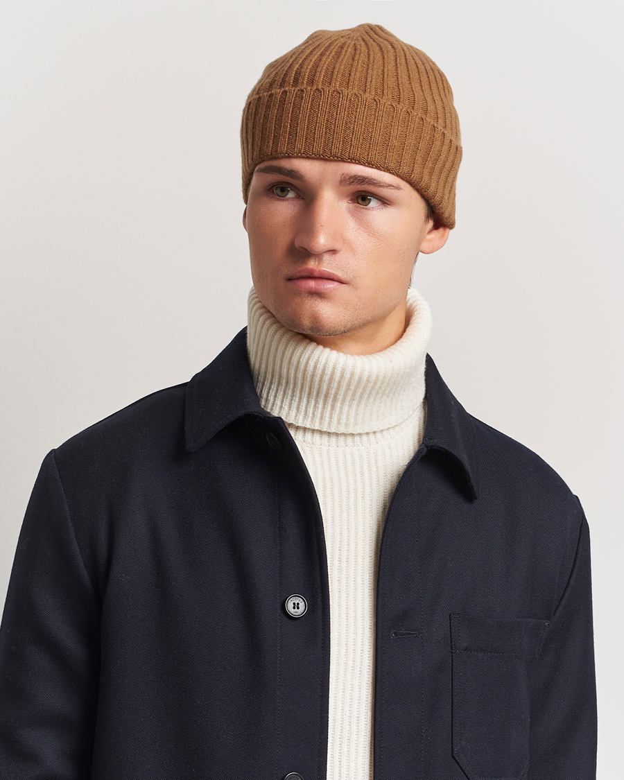 Herre |  | Amanda Christensen | Rib Knitted Cashmere Cap Nougat