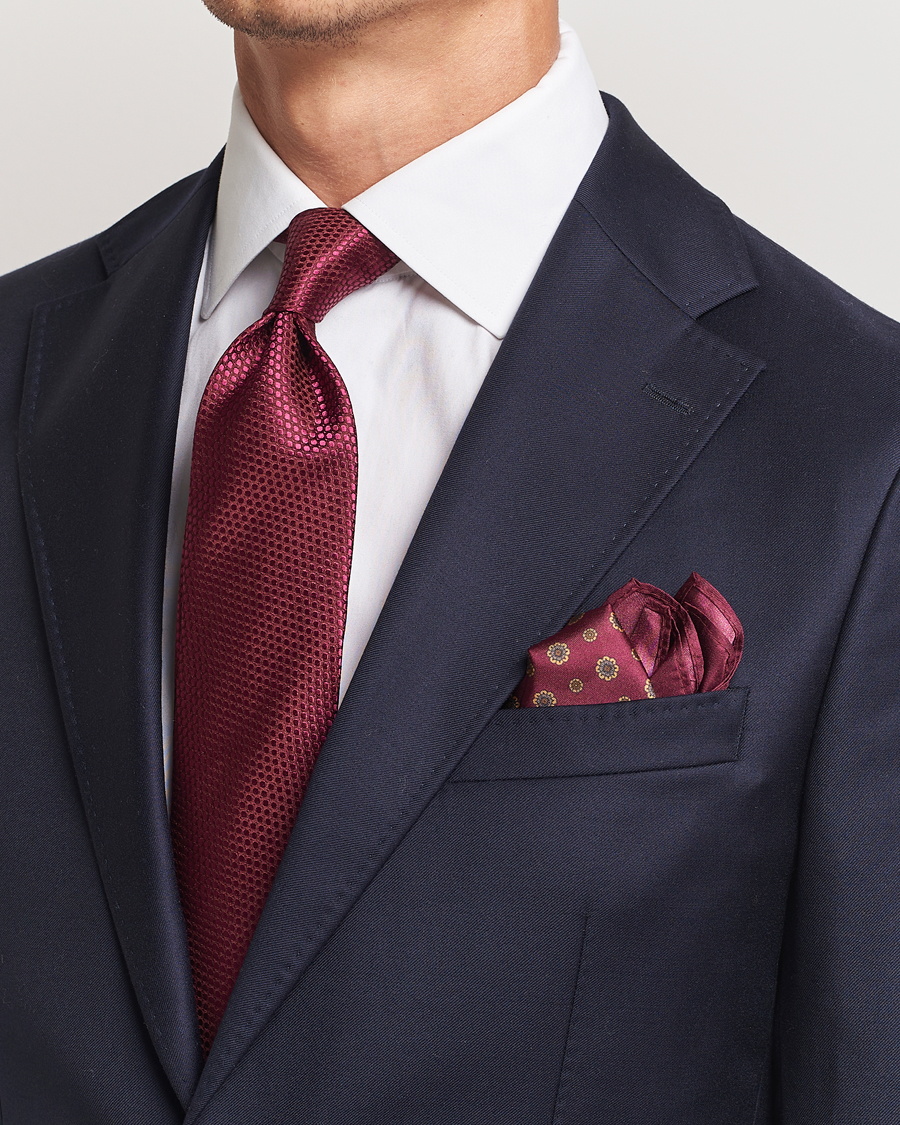 Herre |  | Amanda Christensen | Box Set Silk 8 cm Tie And Pocket Square Bordeaux