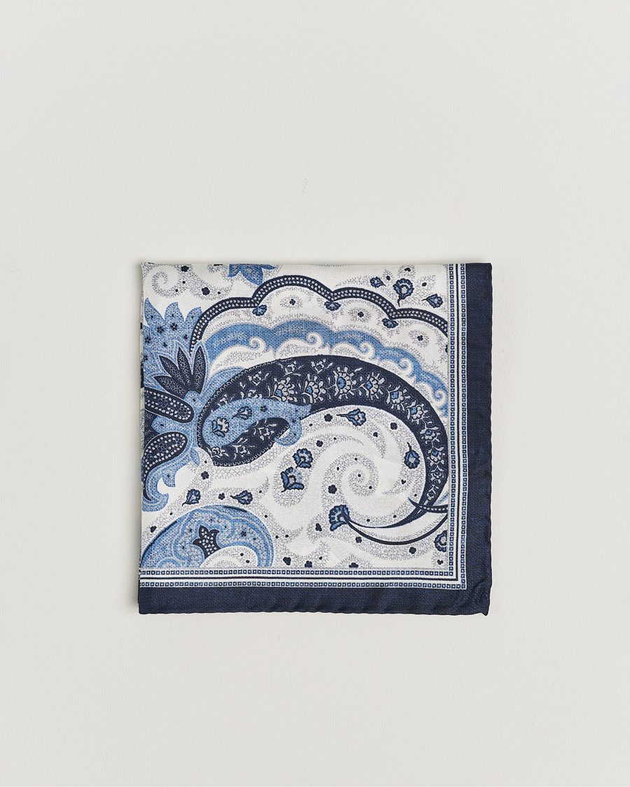 Herre |  | Amanda Christensen | Silk Twill Printed Flower Pocket Square Navy