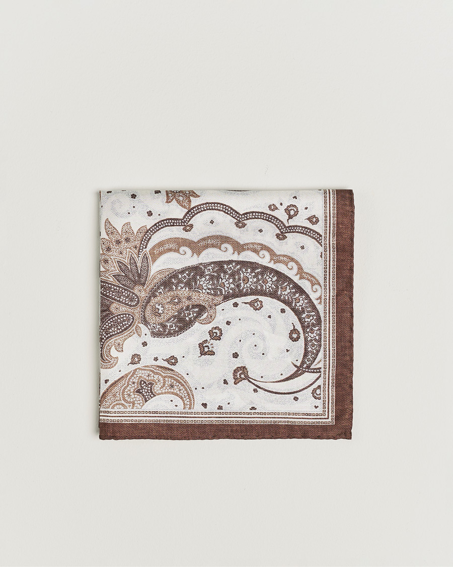 Herre |  | Amanda Christensen | Silk Twill Printed Flower Pocket Square Brown