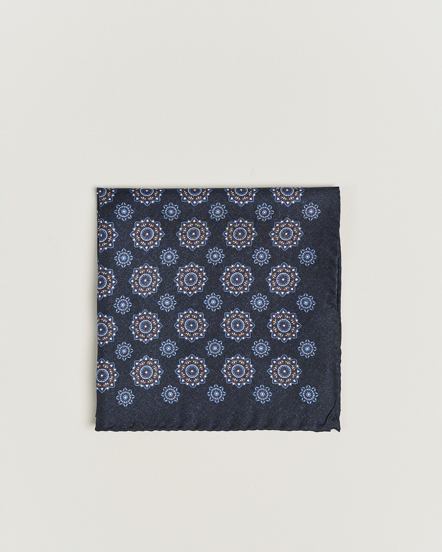 Herre |  | Amanda Christensen | Silk Twill Printed Flower Pocket Square Navy