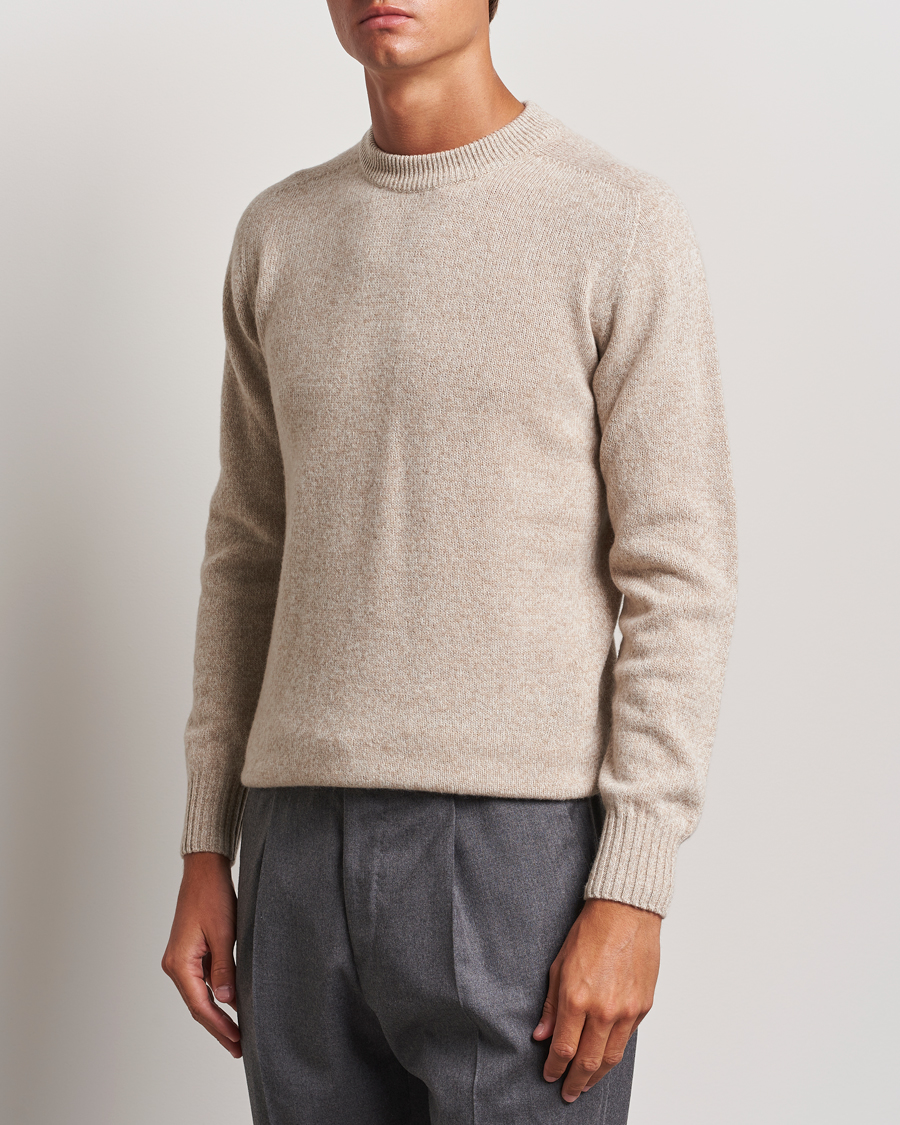 Herre |  | Altea | Wool/Cashmere Crew Neck Pullover Beige Melange