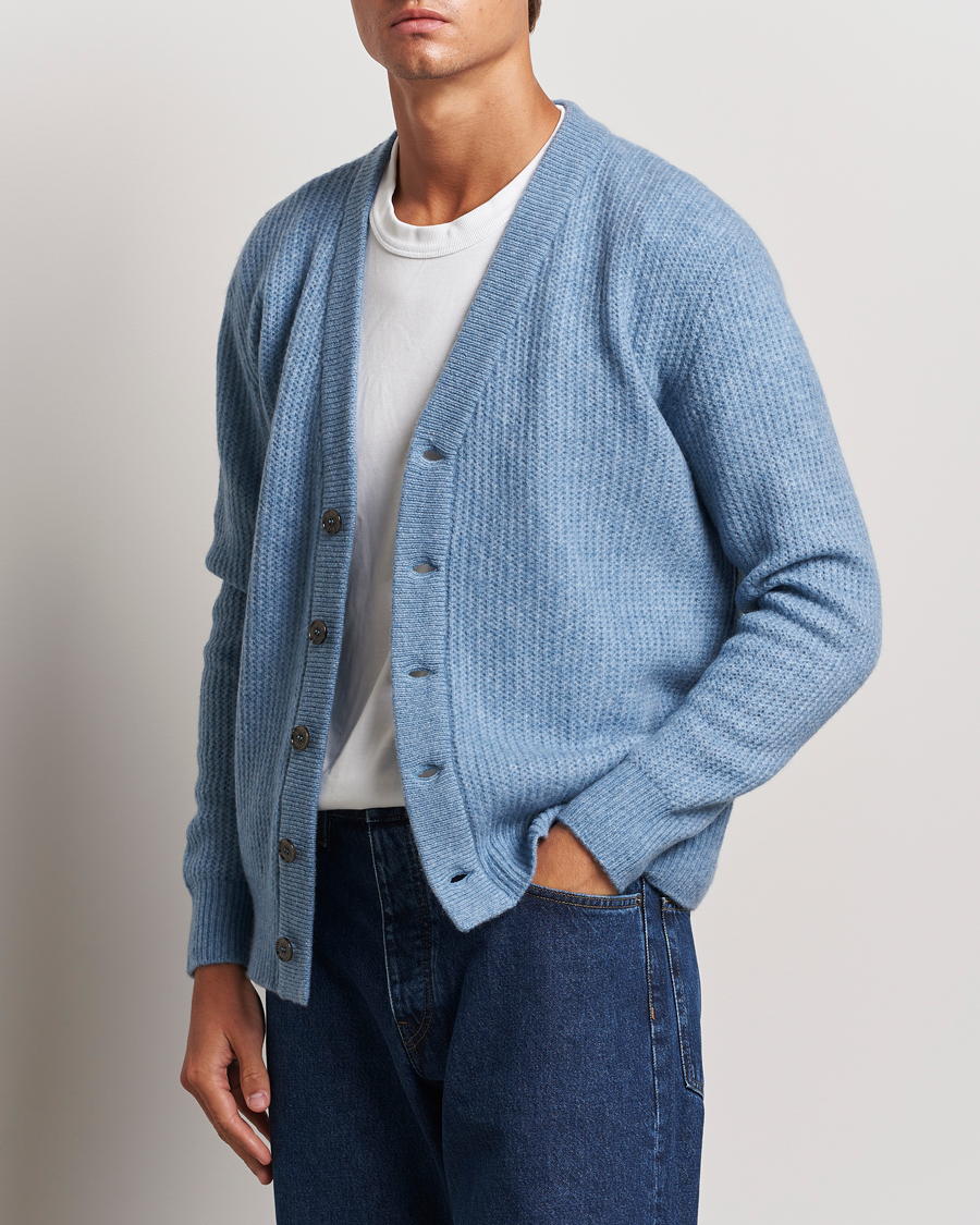 Herre |  | Altea | Soft Rib Stich Cardigan Light Blue