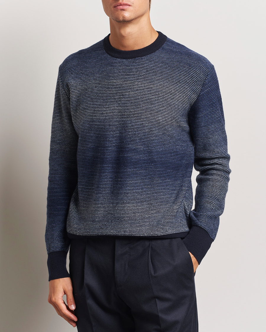 Herre |  | Altea | Jacquard Stripe Sweater Navy