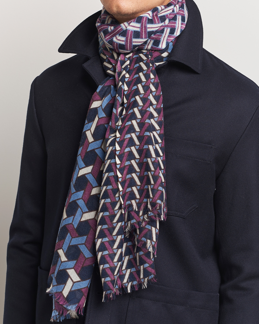 Herre |  | Altea | Printed Wool Scarf Navy