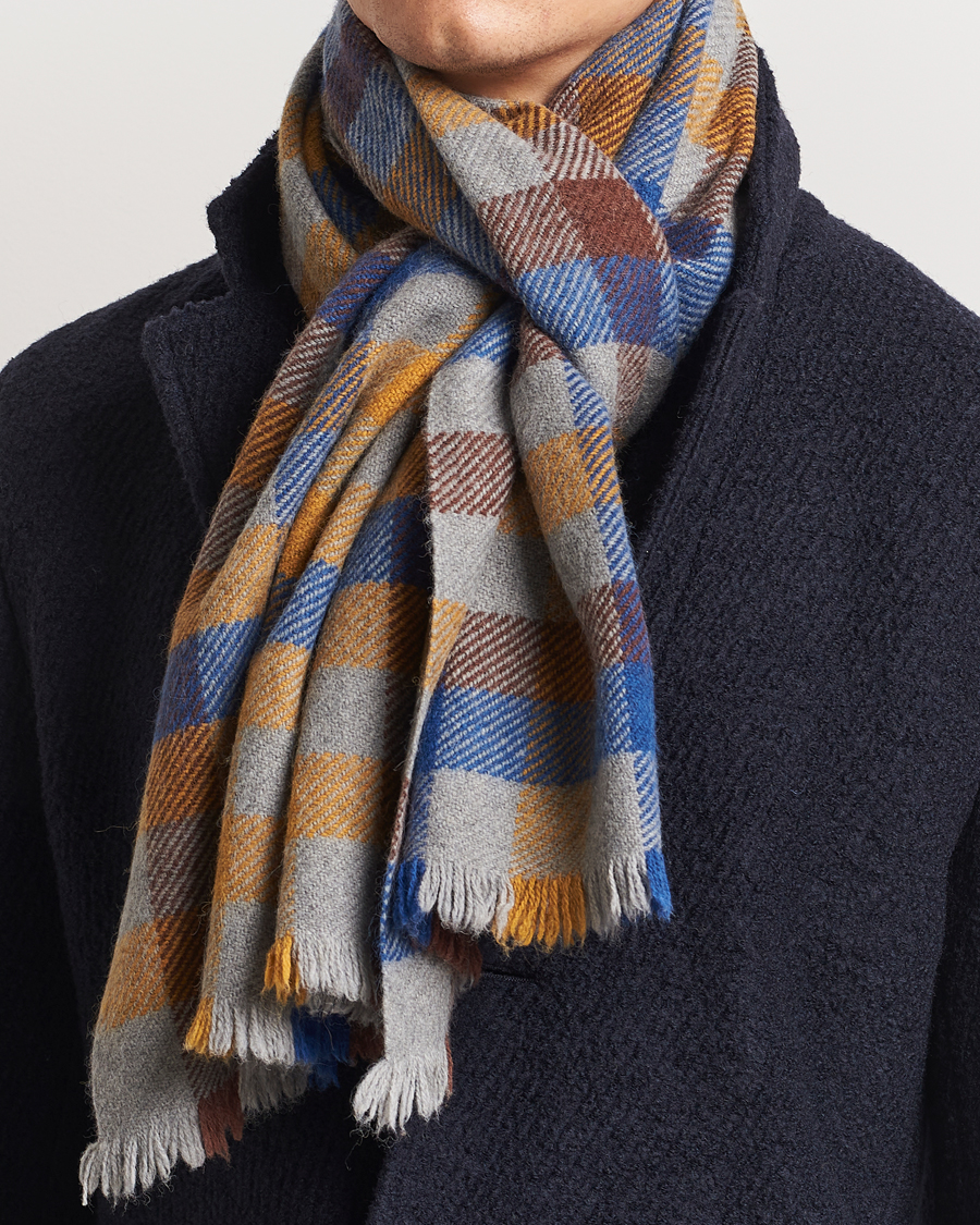 Herre |  | Altea | Check Wool Scarf Yellow/Beige