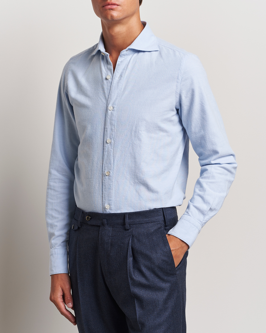 Herre | Skjorter | Finamore Napoli | Gaeta Brushed Oxford Shirt Light Blue