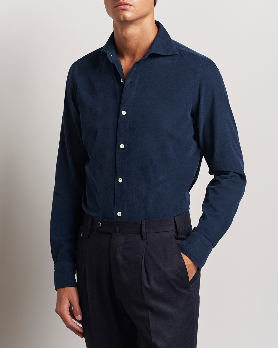 Herre |  | Finamore Napoli | Gaeta Corduroy Shirt Navy